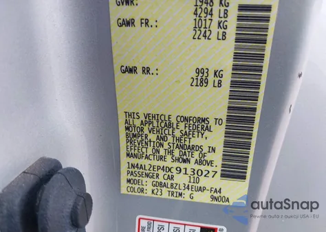 2013 Nissan Altima 2.5 S из США, поврежденный, VIN 1N4AL2EP4DC913027